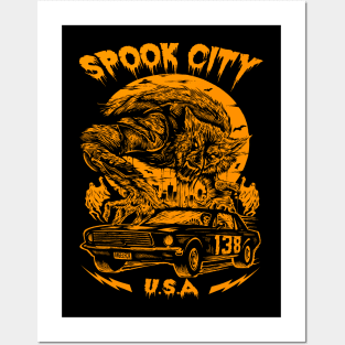 "SPOOK CITY" ORANGE Posters and Art